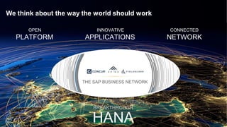 © 2015 SAP SE or an SAP affiliate company. All rights reserved. 8Public
We think about the way the world should work
PLATFORM
OPEN
APPLICATIONS
INNOVATIVE
NETWORK
CONNECTED
HANA
BREAKTHROUGH
 