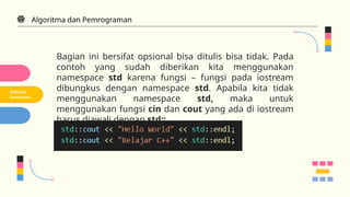 Algoritma dan Pemrograman - Dasar Pemrograman CPP | PPTX