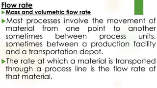 Flow rate
The shaded areas represent a section
perpendicular to the direction of flow. If the
mass flow rate of the fluid...