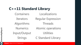 CDays14 - CPP05 - Standard Library: STL e boost, la BCL di C++ | PPSX