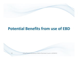 29 Using Physical Modeling to Refine Downwash Inputs to AERMOD
Potential Benefits from use of EBD
 