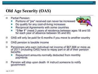Canada Pension Plan and Old Age Security Overview | PPT
