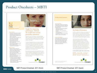 MBTI Product Onesheet 2011 (front)                                     MBTI Product Onesheet 2011 (back)

                               © 2012, CPP, Inc. All rights reserved                                       11
 