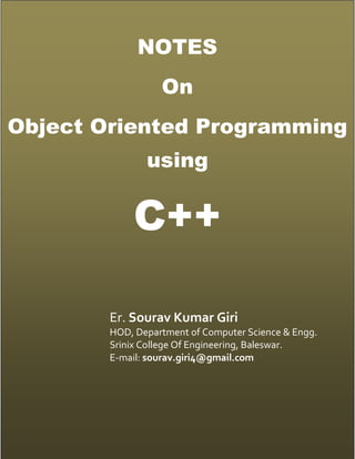 Object Oriented Programming Short Notes for Preperation of Exams | PDF