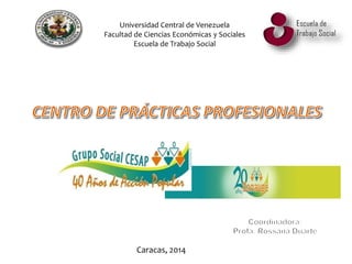 Universidad Central de Venezuela 
Facultad de Ciencias Económicas y Sociales 
Escuela de Trabajo Social 
Caracas, 2014 
 