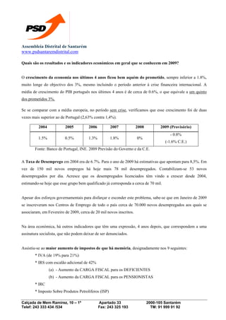 Comunicado Final da Assembleia Distrital do PSD de Santarém