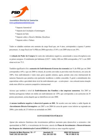 Comunicado Final da Assembleia Distrital do PSD de Santarém