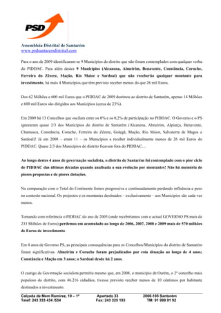 Comunicado Final da Assembleia Distrital do PSD de Santarém