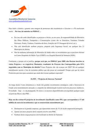 Comunicado Final da Assembleia Distrital do PSD de Santarém