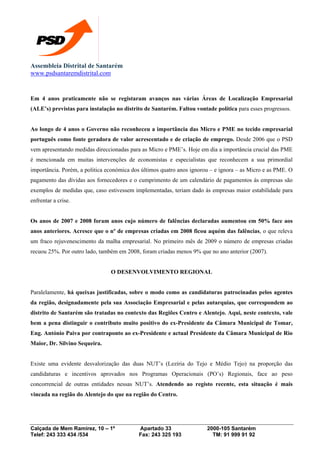 Comunicado Final da Assembleia Distrital do PSD de Santarém