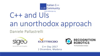 www.italiancpp.org
C++ Day 2017
2 Dicembre, Modena
C++ and UIs
an unorthodox approach
Daniele Pallastrelli
 