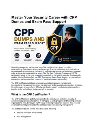 Master Your Security Career with CPP Dumps and Exam Pass Support | DOCX