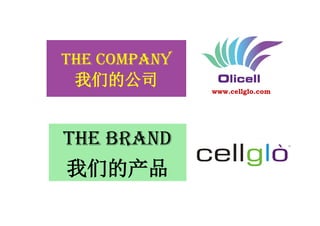 THE COMPANY
我们的公司
THE BRAND
我们的产品
www.cellglo.com
 