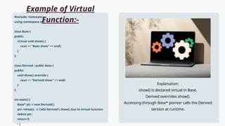 CPPVirtual Function Function Overloading | PPTX