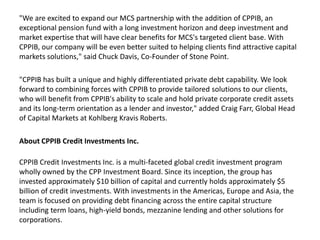 CPPIB Credit Investments Inc. Joins KKR and Stone Point Capital as a ...