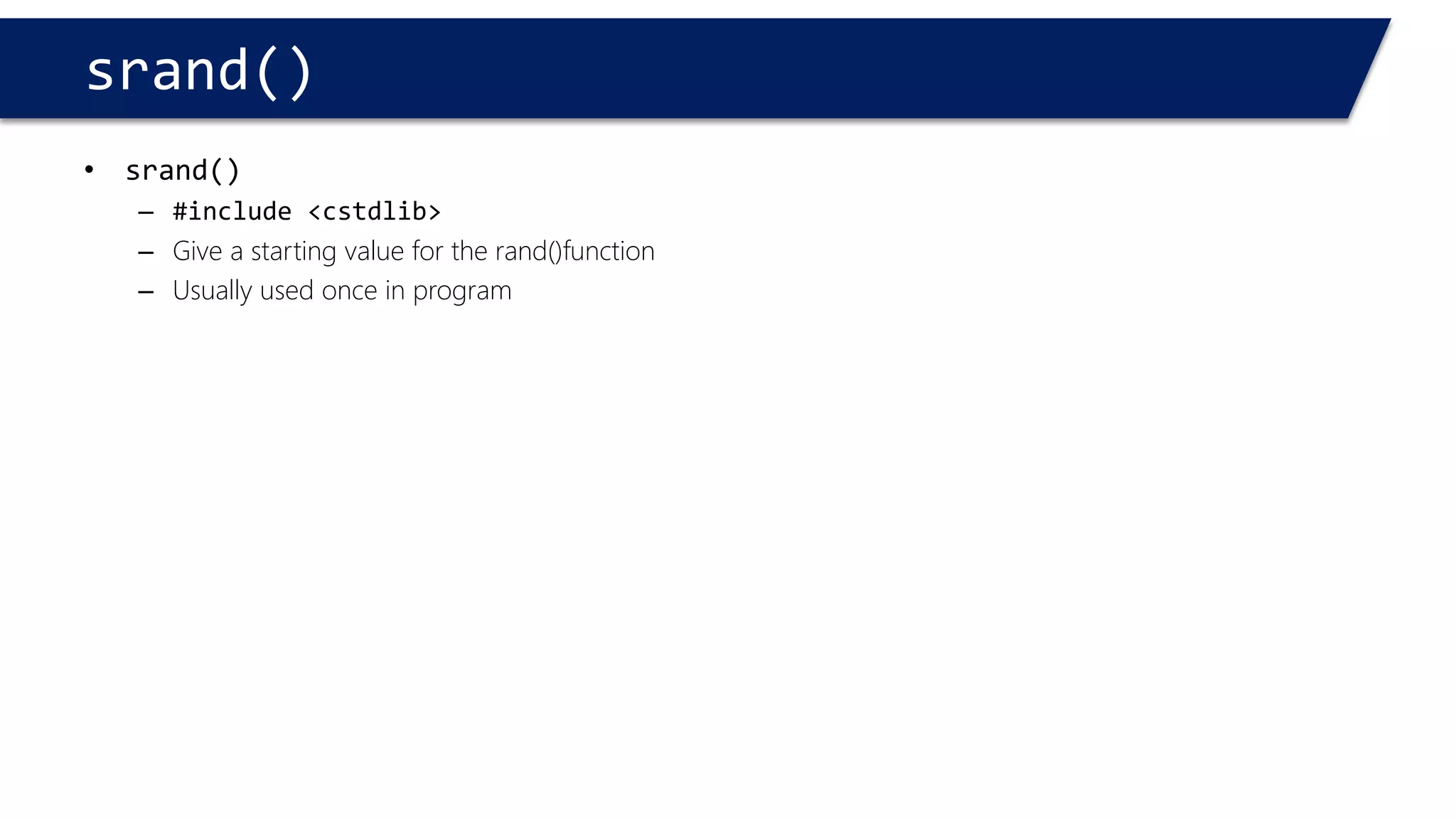 Storage Classes 
#include<iostream> 
usingnamespace::std; 
voidmain(void) 
{ 
auto register double x = 4; 
} 
#include<iostream> 
usingnamespace::std; 
voidmain(void) 
{ 
register auto double x = 4; 
} 
Compiler error, can’t use both at the same time 
Compiler error, can’t use both at the same time 
#include<iostream> 
usingnamespace::std; 
voidmain(void) 
{ 
auto double x = 4; 
} 
#include<iostream> 
usingnamespace::std; 
voidmain(void) 
{ 
register double x = 4; 
} 
Compile and run 
Compile and run  