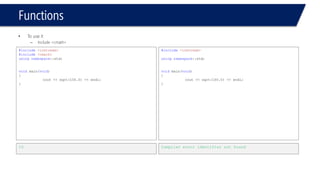 rand() 
#include<iostream> 
#include <cstdlib> 
usingnamespace::std; 
voidmain(void) 
{ 
intx = 3; 
x = rand(); 
cout << x << endl; 
x = rand(); 
cout << x << endl; 
} 
156 
12356  