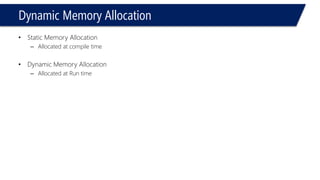 Dynamic Memory Allocation Pointers and Arrays  