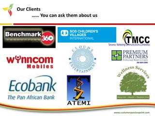 Our Clients
       …… You can ask them about us




                                      www.customerpassionpoint.com
 