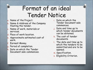Tender Display Example Tenders.ppt