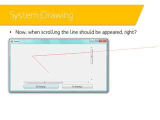 System::Drawing
• Now, when scrolling the line should be appeared, right?

 