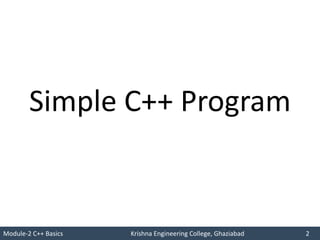Module 2 | Object Oriented Programming with C++ | Basics of C++ | PPTX