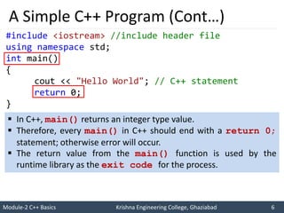 Module 2 | Object Oriented Programming with C++ | Basics of C++ | PPTX