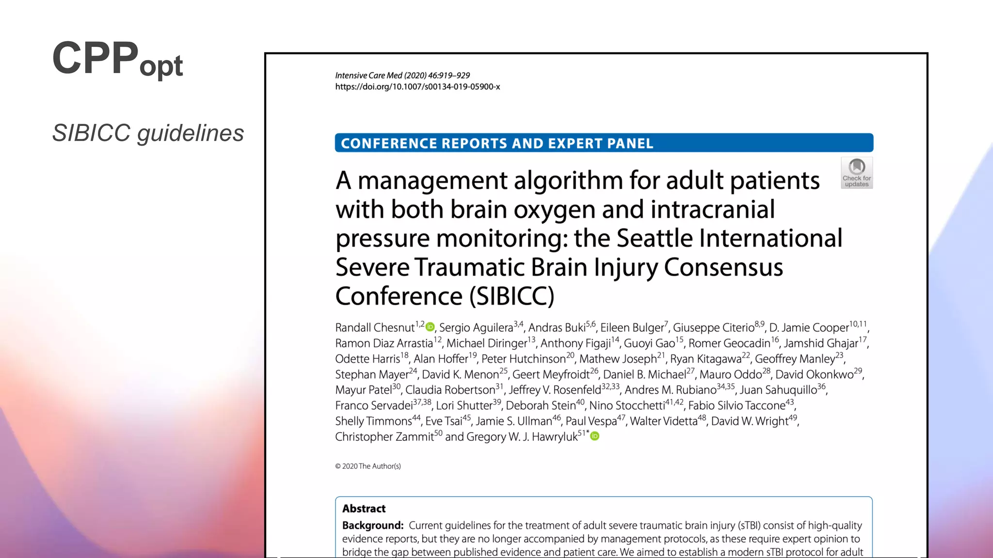 CPPopt
SIBICC guidelines
 