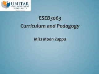 ESEB3063
Curriculum and Pedagogy
Miss Moon Zappa
 
