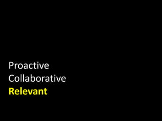 Proactive
Collaborative
Relevant
 