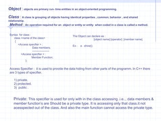 INLINE Functions: The C++ provides a mechanism called inline function.When a function is declared as inline, the compiler copies the code of the function in the calling function i.e.., function body is inserted in place of function call during compilation.passing of control between  caller and callee funcitons is avoided. If the function is very large,in such  a case  inline function is not  used  because the compiler copies the contents in the called function that reduces the program execution speed. The inline  function is mostly useful  when  calling function is small.It is advisable to use the inline fucntion for  only small function.                       inline mechanism increases execution performance in terms of speed .The overhead of repetitive function calls and returning  values are removed.the on the other hand the program using inline functions needs more memory  space since the inline functions are copied at every point where the function is invoked.                       For defining an inline- function, the inline keyword is preceded by the function name.                 syntax :                                     inline  function_ name( )                                         {                                            statement  1;                                            statement  2;                                                }Following are some situations where inline function may not work :   1) The function should not be recursive.   2) Function should not contain static variables.   3) Function containing control structure statements such as switch, if ,for loop etc.   4) The function main( ) cannot work as inline.                      The inline functions are similar to macros of C . The main limitation with macros is that they are not functions and errors are not checked at the time of compilation. The function offers better type testing and do not contain side effects as present in macros.