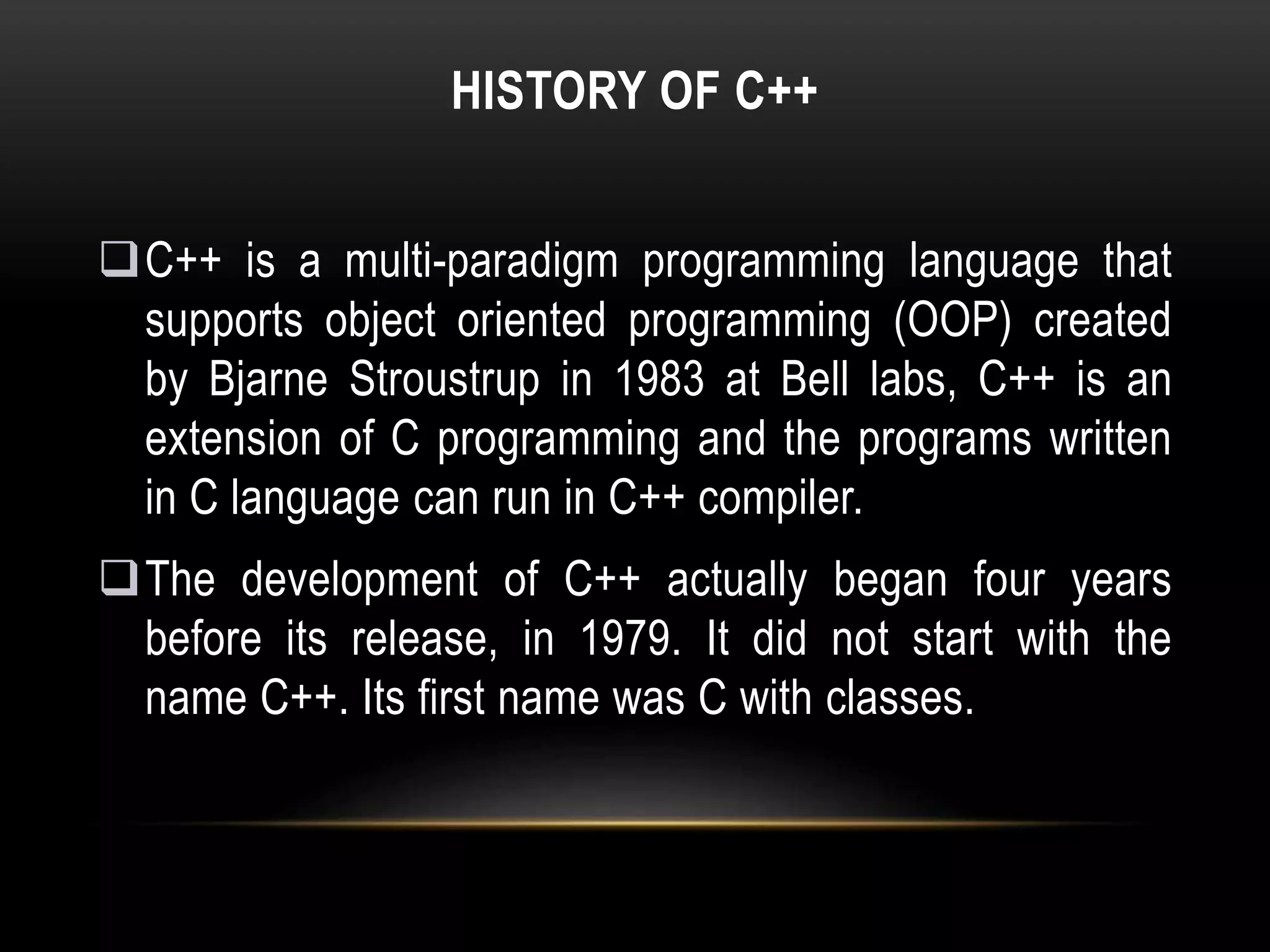 C++ Overview PPT | PPTX