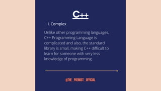 C++ Presentation for School and College. Advantages and Disadavantages ...