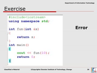 Classified e-Material ©Copyrights Charotar Institute of Technology, Changa 29
Department of Information Technology
Exercise
Error
 