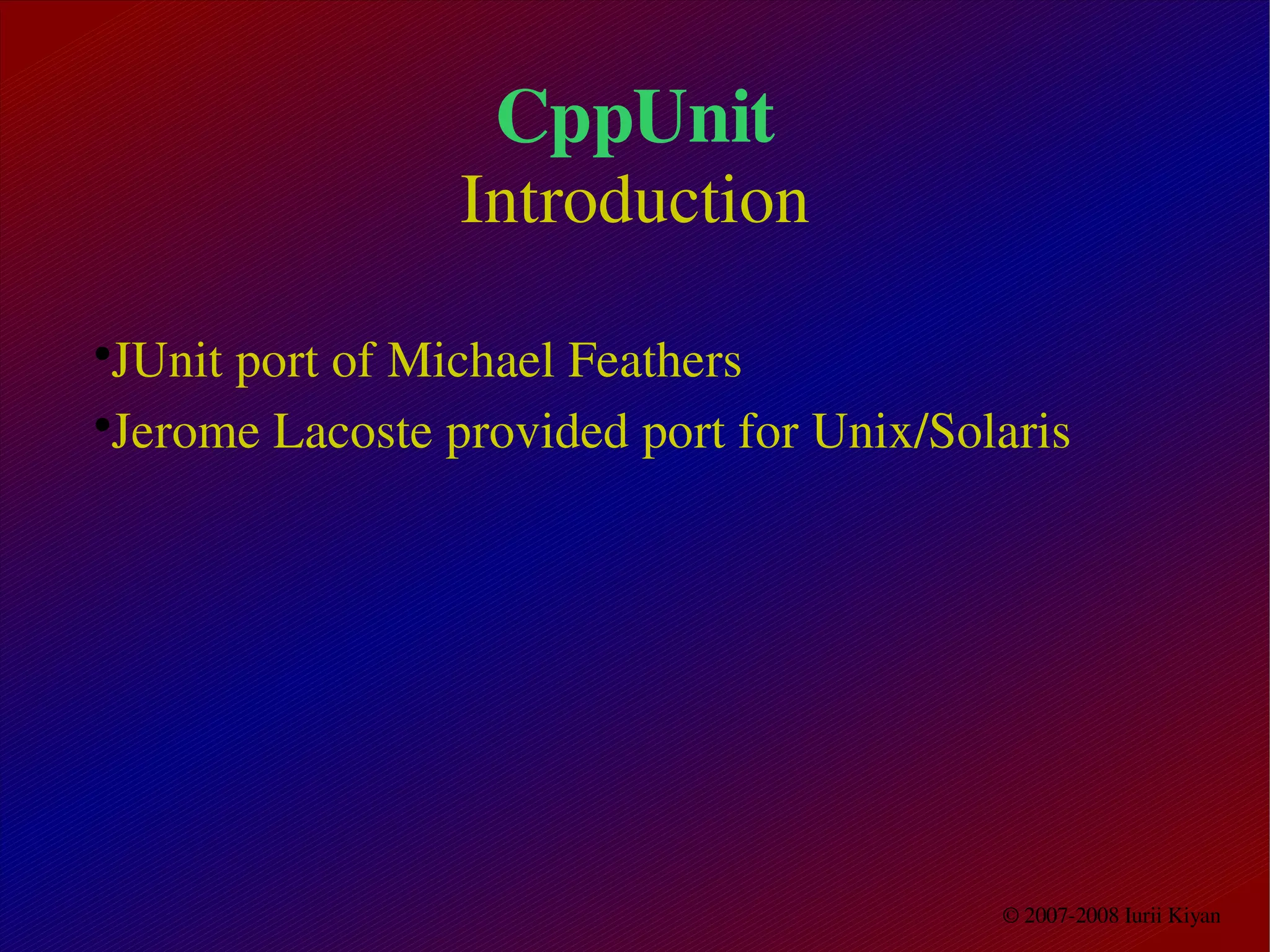 CppUnit using introduction