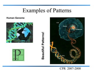 Examples of Patterns
Human Genome




                 Beautiful Patterns!




                                       CPR 2007-2008
 