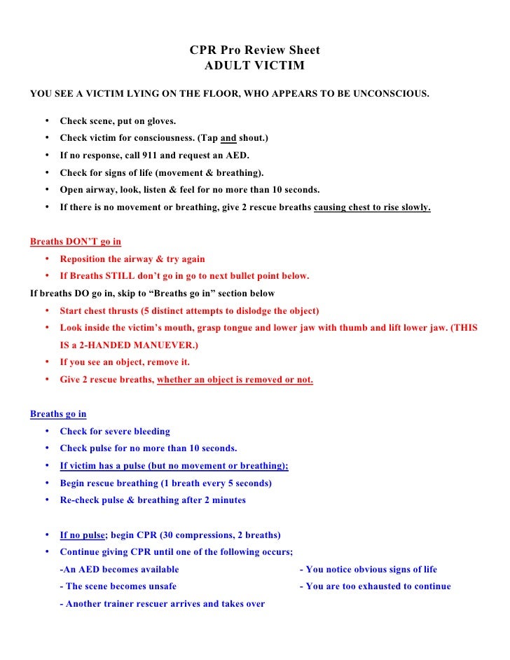 cpr aed review cpr sheet