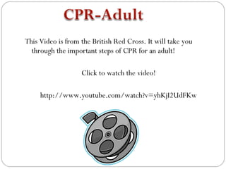 This Video is from the British Red Cross. It will take you
  through the important steps of CPR for an adult!

                   Click to watch the video!

     http://www.youtube.com/watch?v=yhKjI2UdFKw
 