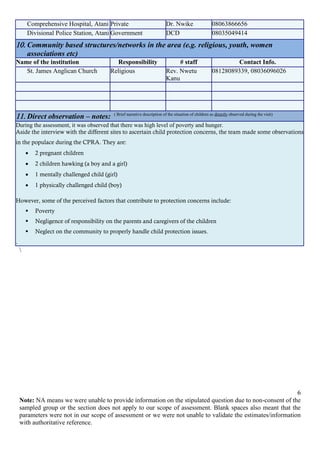 Child Protection Rapid Assessment Information Consolidation Sheet | PDF