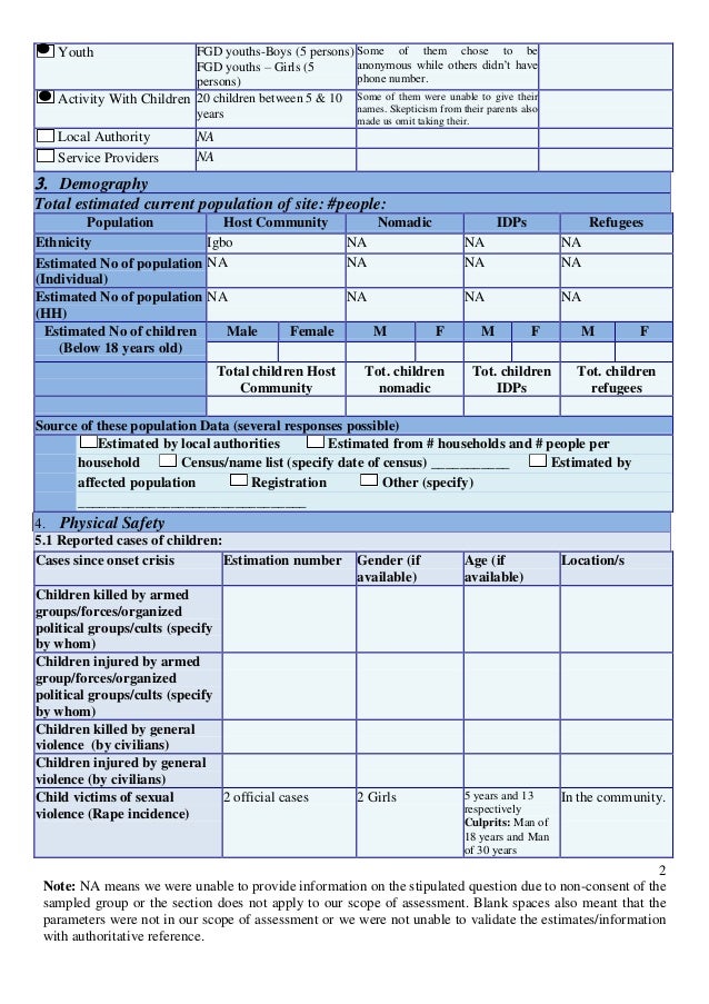 Child Protection Rapid Assessment Information Consolidation Sheet