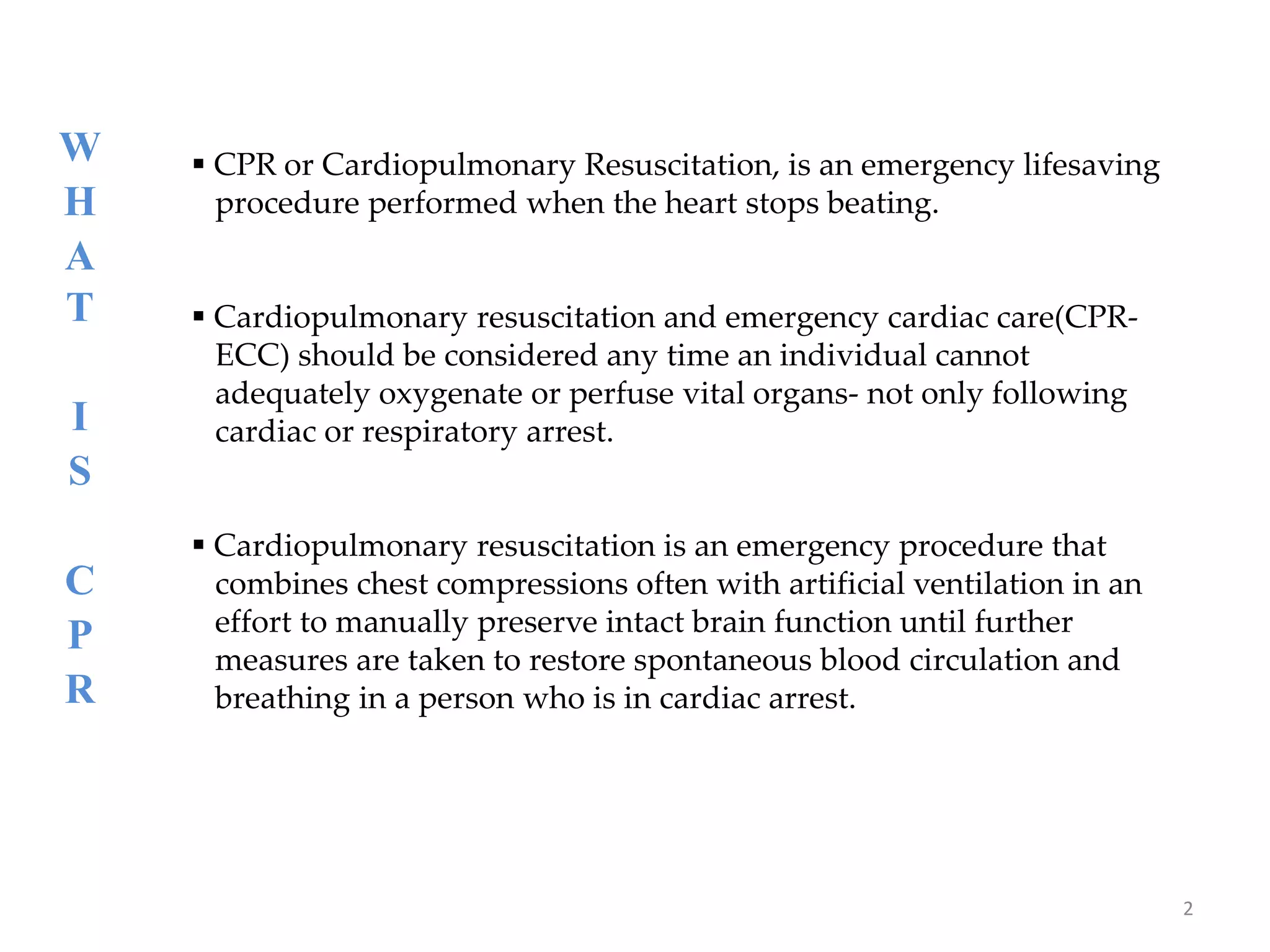 CPR: CARDIOPULMONARY RESUSCITATION- BLS & ACLS-2020 AHA UPDATE | PPTX