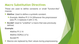 Describe the C Preprocessor with example | PPTX