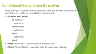Describe the C Preprocessor with example | PPTX
