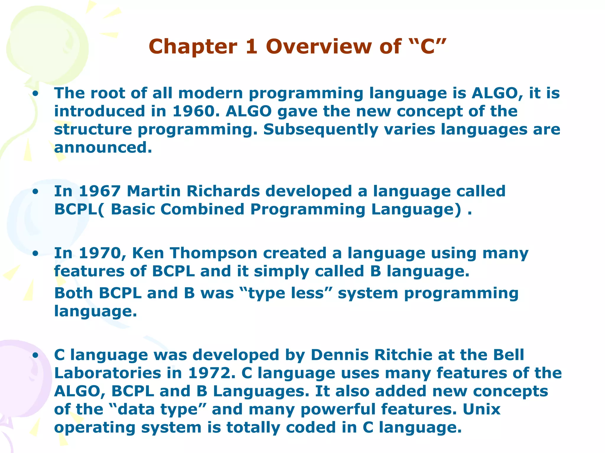 C presentation book | PPT | Programming Languages | Computing