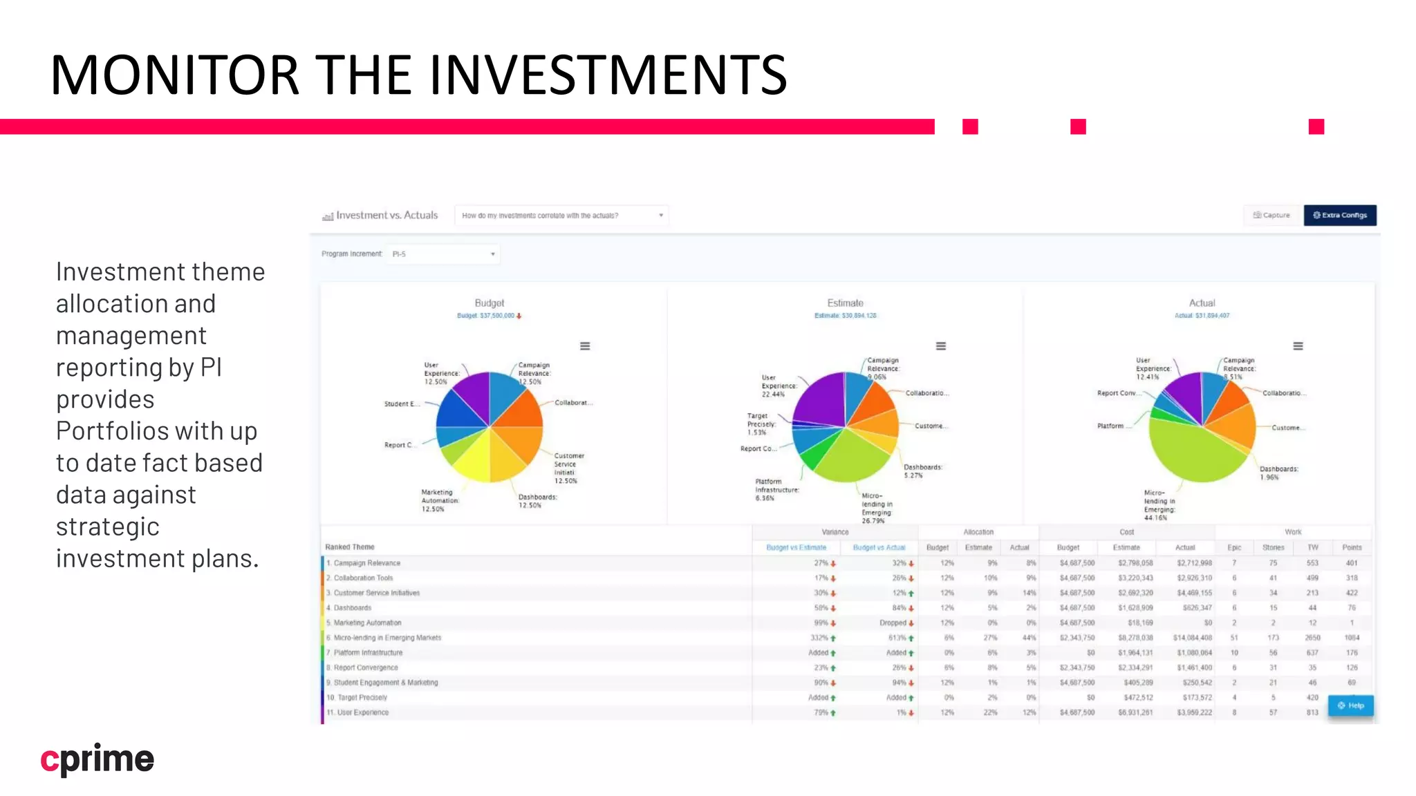 MONITOR THE INVESTMENTS