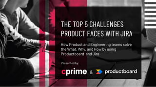 THE TOP 5 CHALLENGES
PRODUCT FACES WITH JIRA
How Product and Engineering teams solve
the What, Why, and How by using
Productboard and Jira
Presented by:
&
 