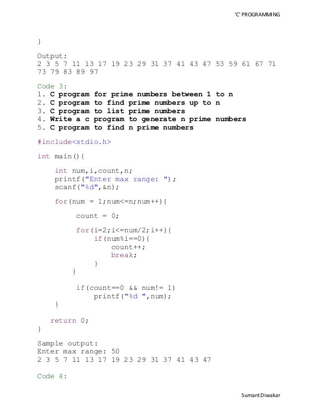 Write a c program to find prime numbers