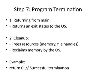C program Execution flow(details about execution flow components) | PPTX