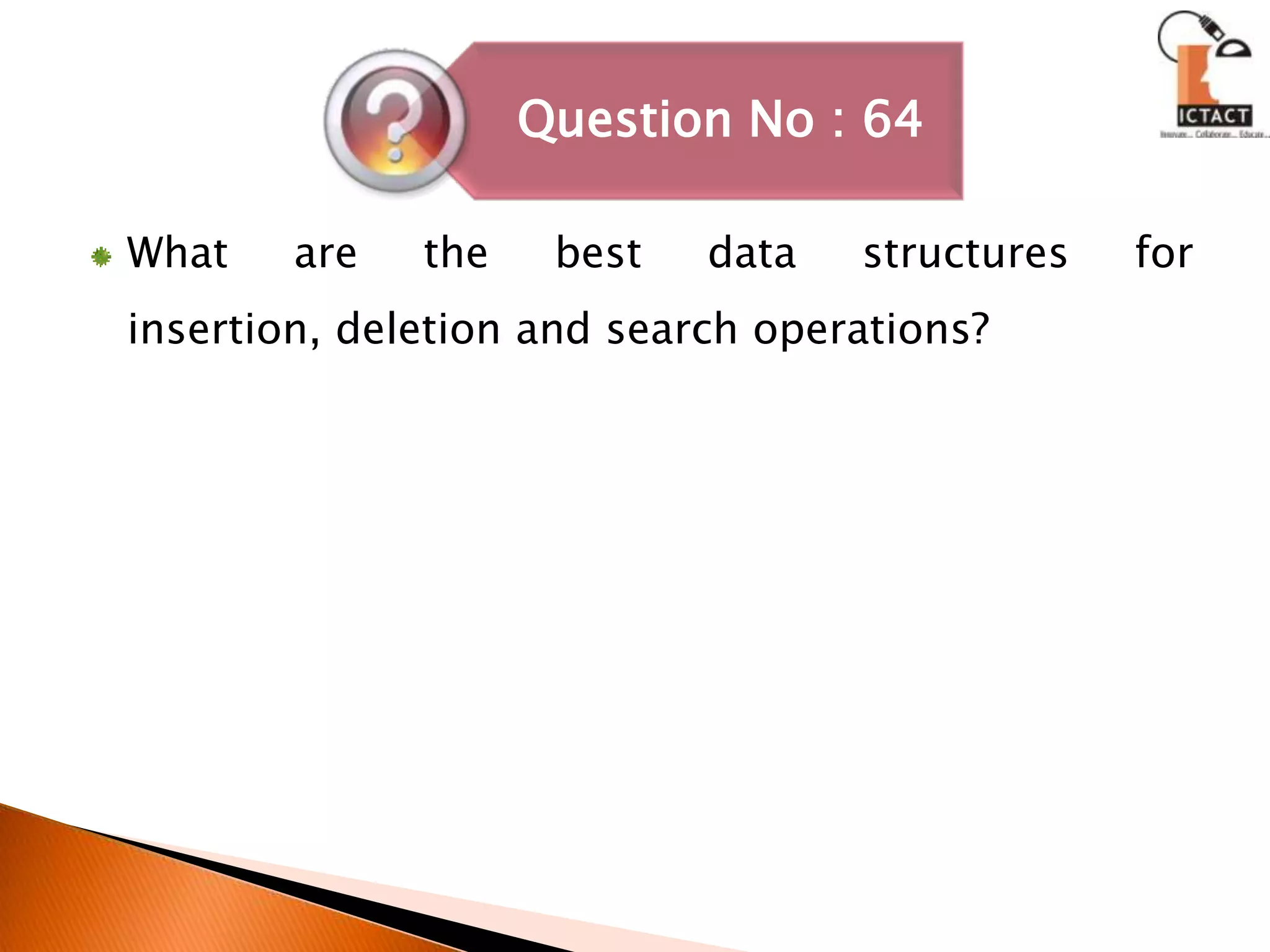 What are the best data structures for insertion, deletion and search operations? 