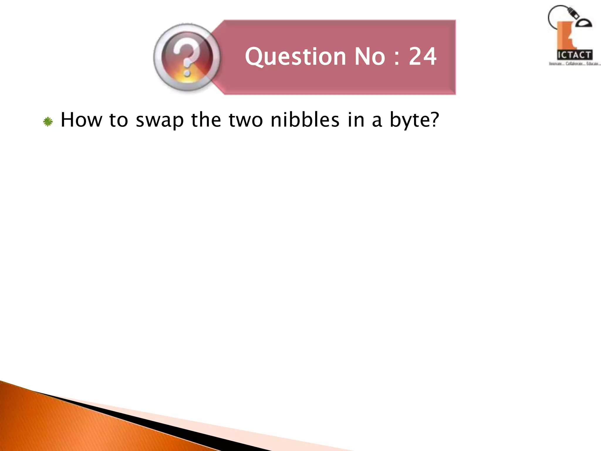 How to swap the two nibbles in a byte? 